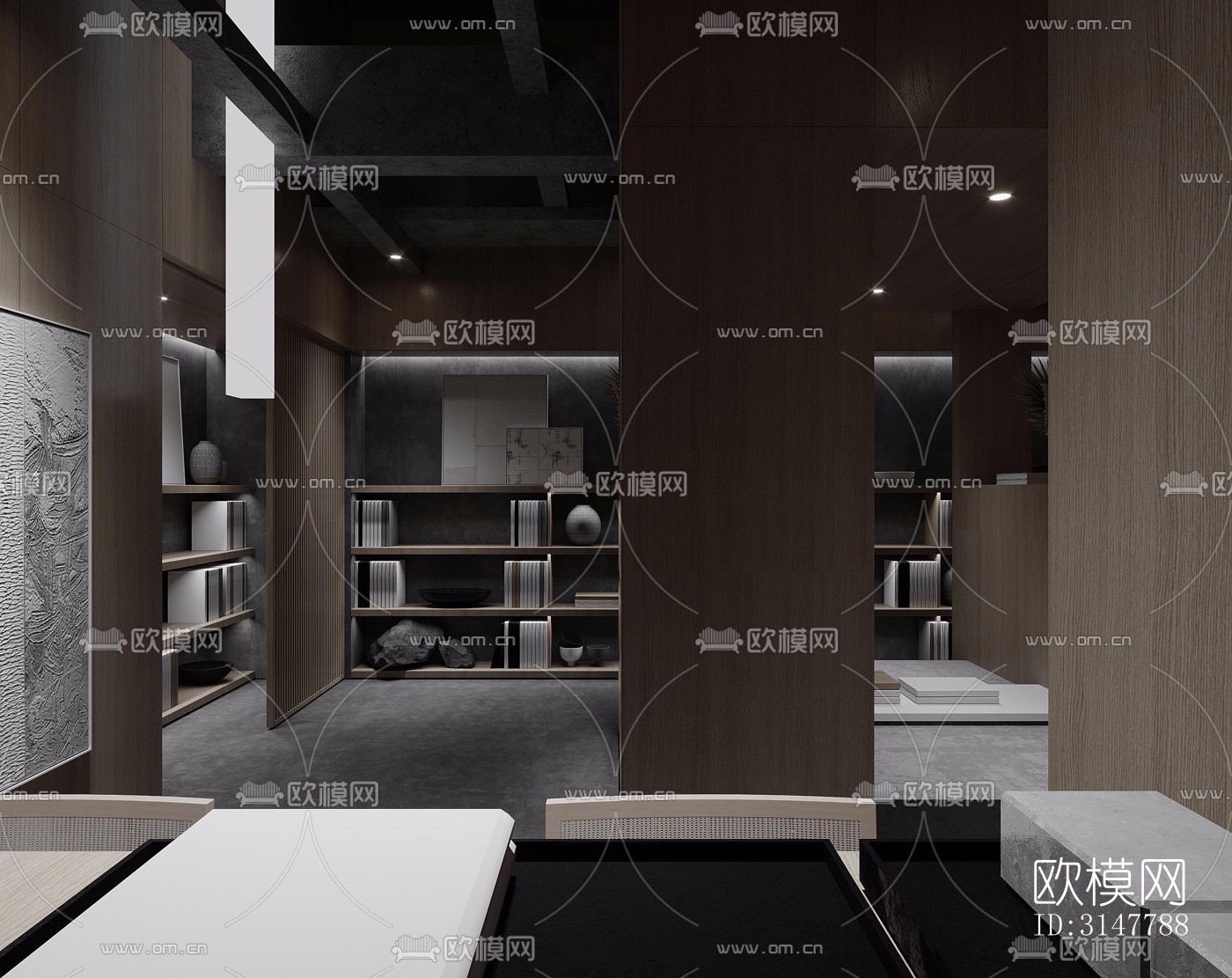 高级灰图书馆效果图下载（渲染图13）