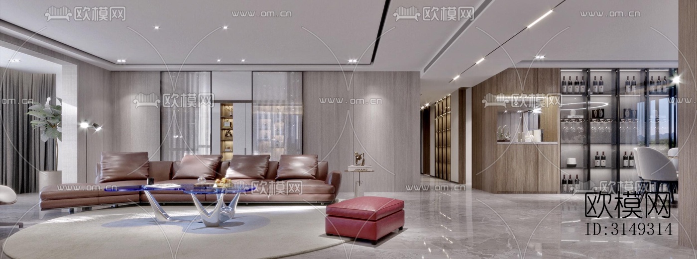 现代平层效果图下载（渲染图7）