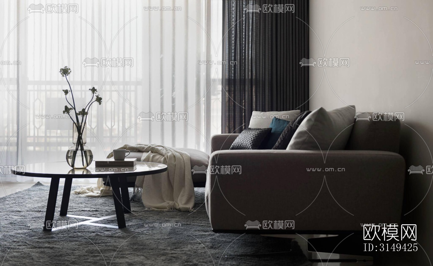 现代平层效果图下载（渲染图7）