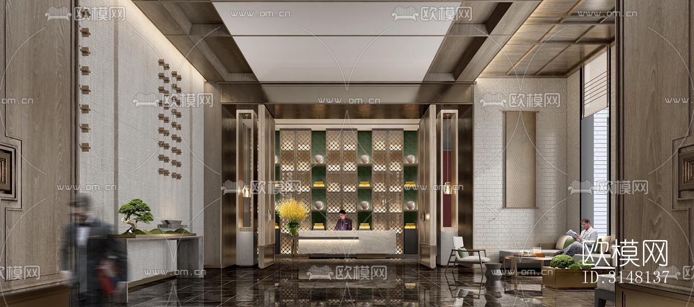 现代酒店民宿效果图下载（渲染图14）