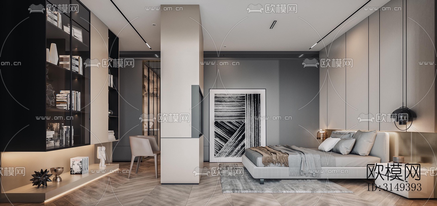 现代平层效果图下载（渲染图16）