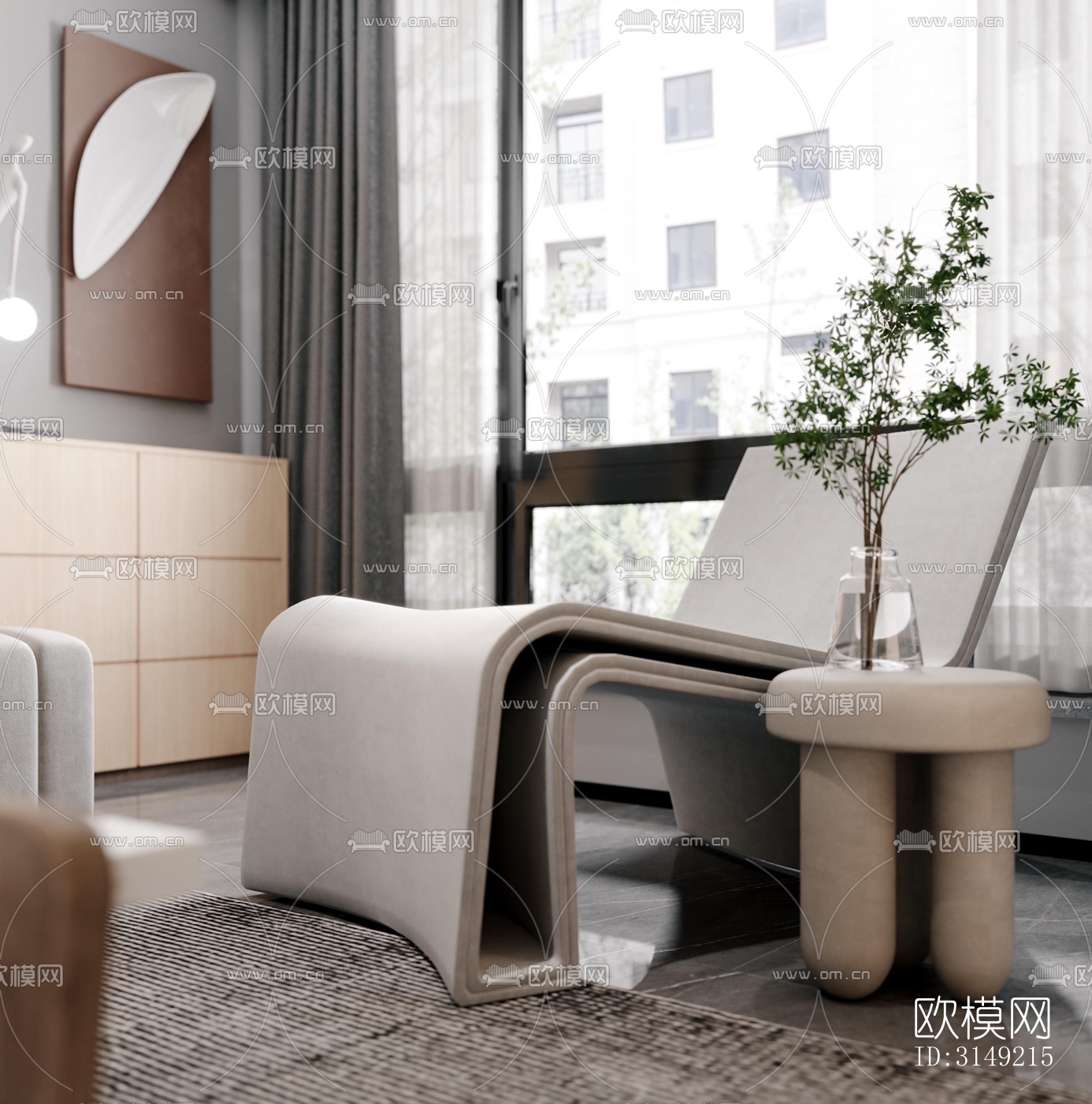 现代平层效果图下载（渲染图4）