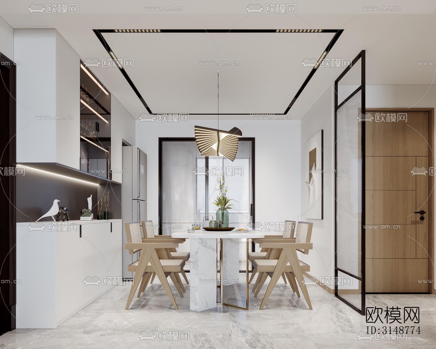 侘寂平层效果图下载（渲染图3）