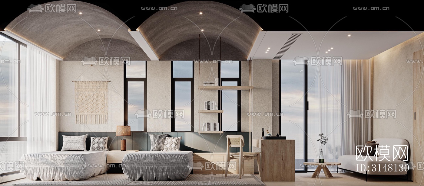 现代酒店民宿效果图下载（渲染图8）