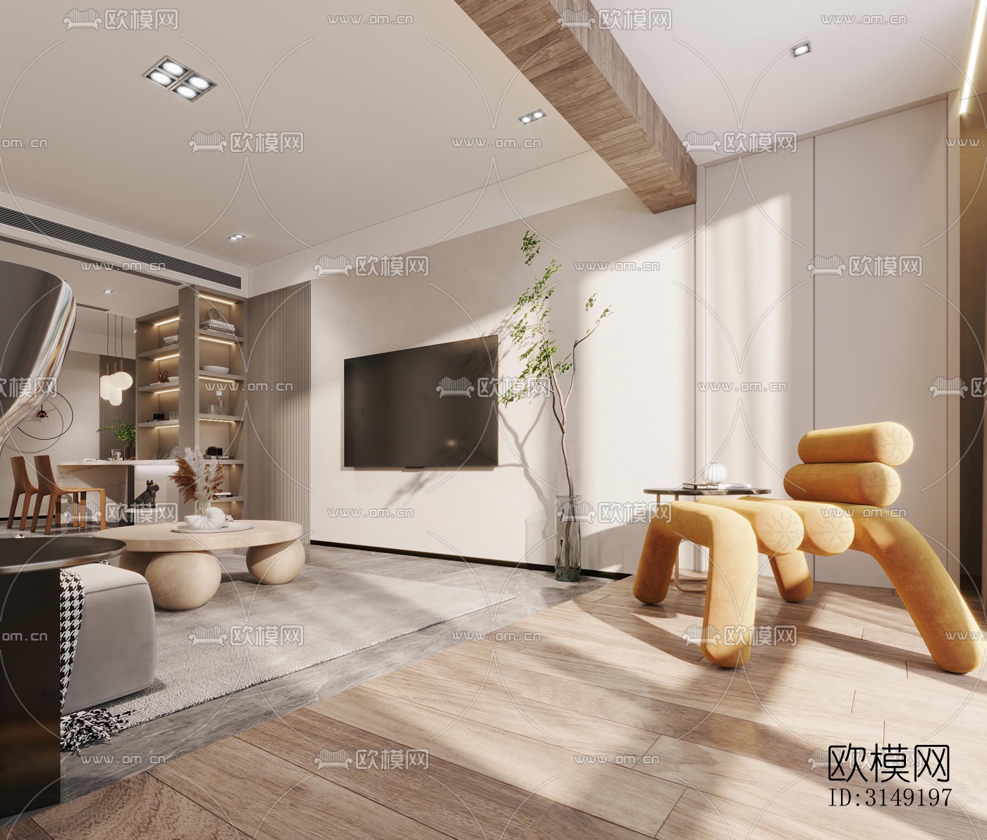 现代平层效果图下载（渲染图4）