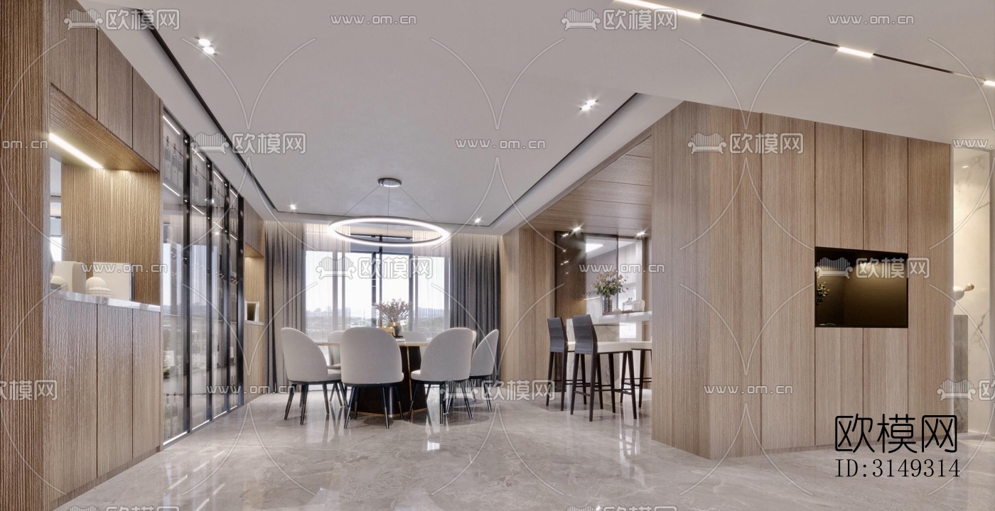 现代平层效果图下载（渲染图1）