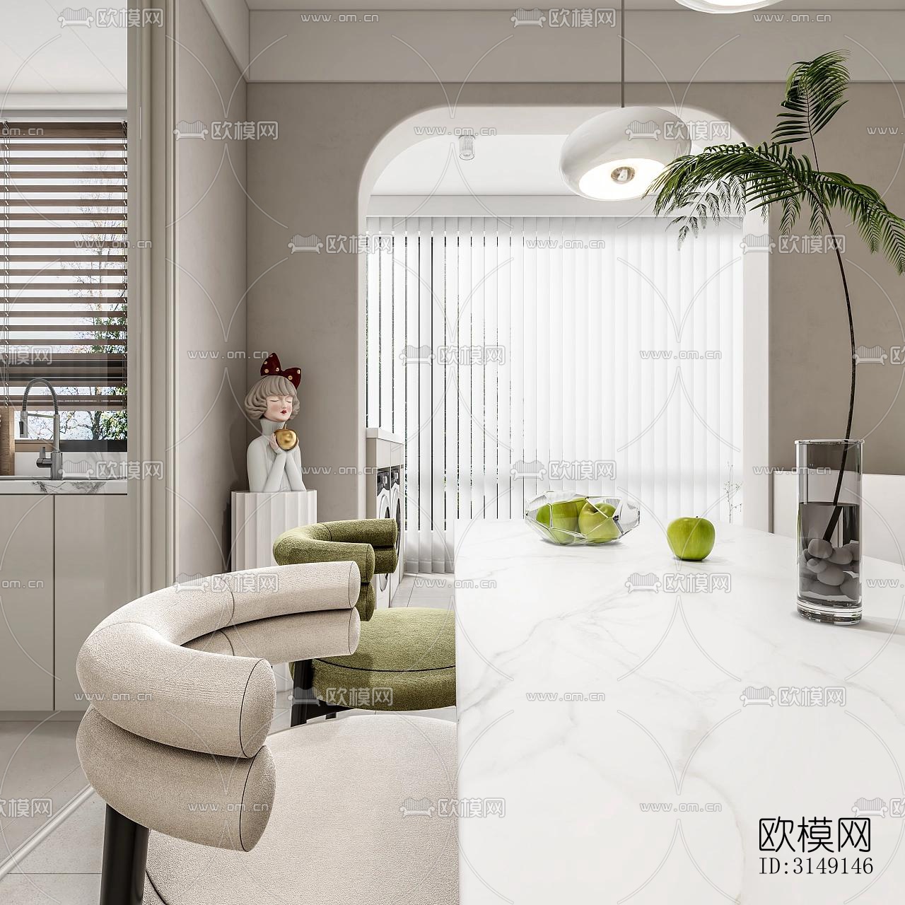 法式平层效果图下载（渲染图5）