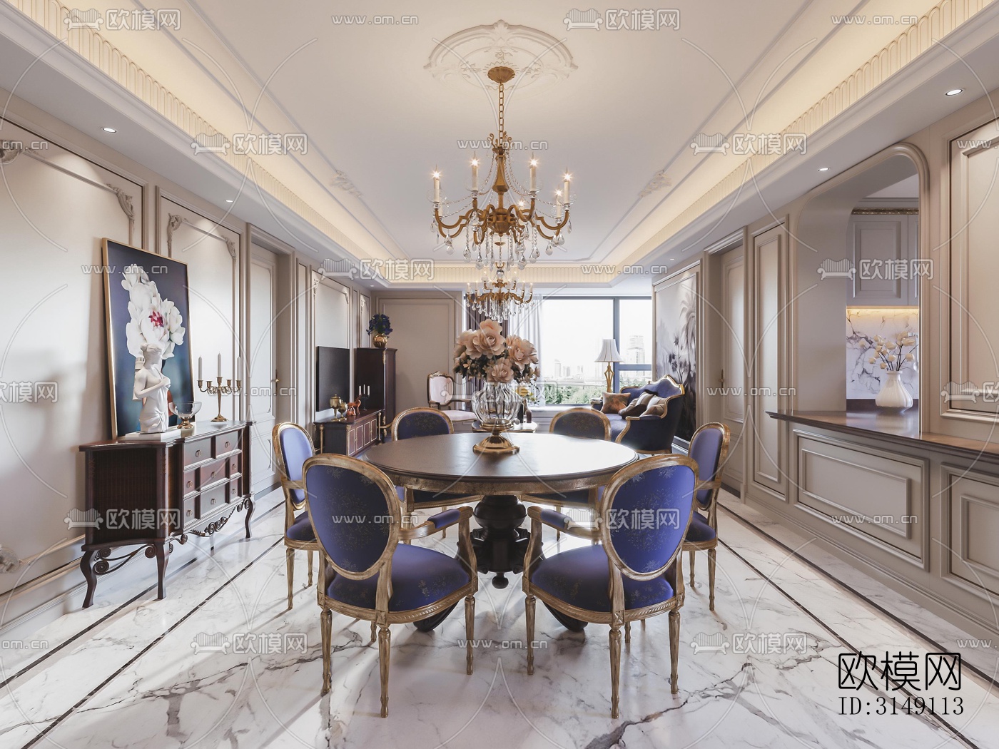 法式平层效果图下载（渲染图5）