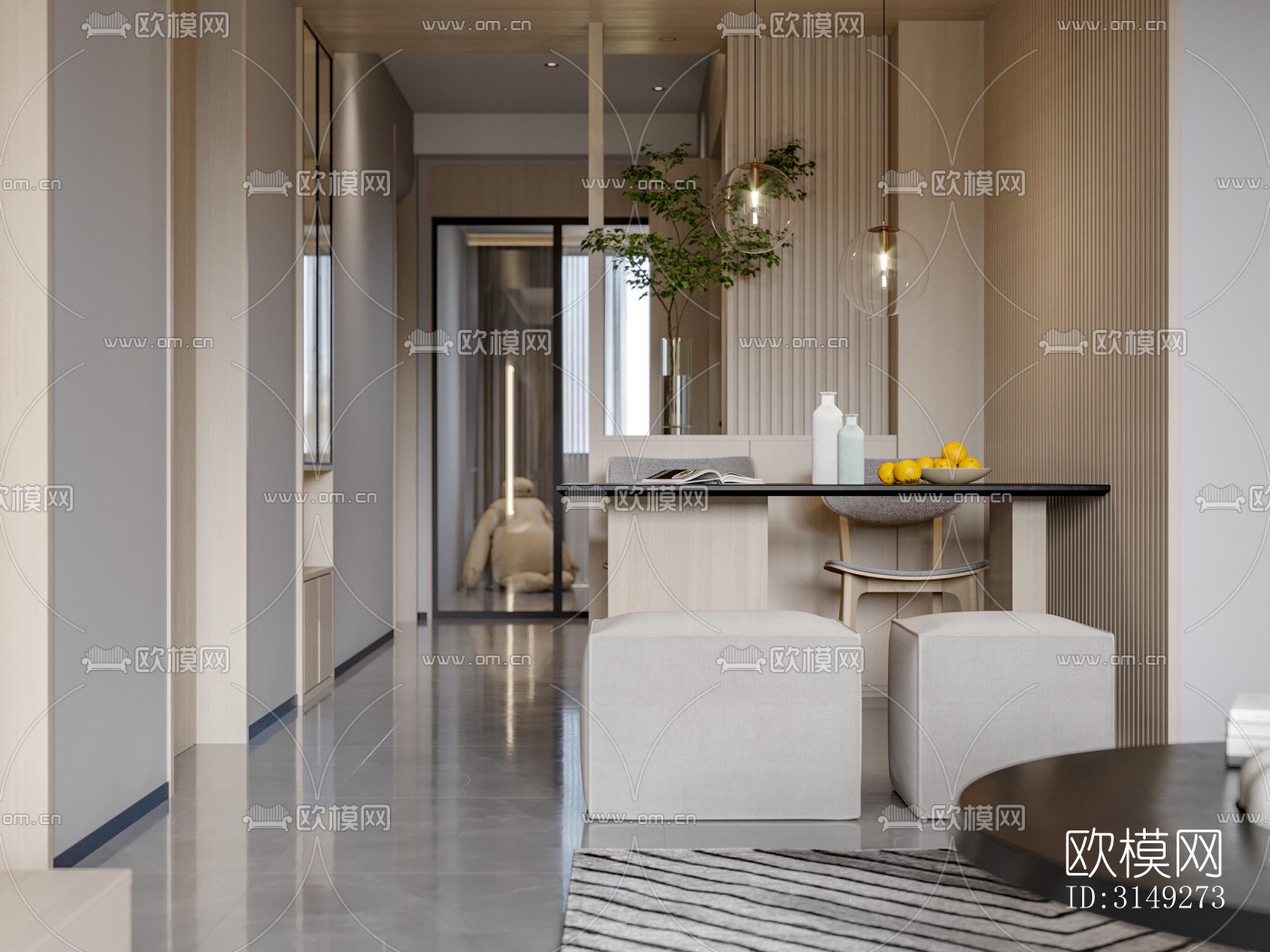 现代平层效果图下载（渲染图2）