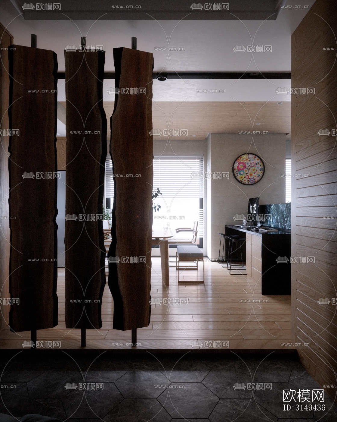 现代平层效果图下载（渲染图10）