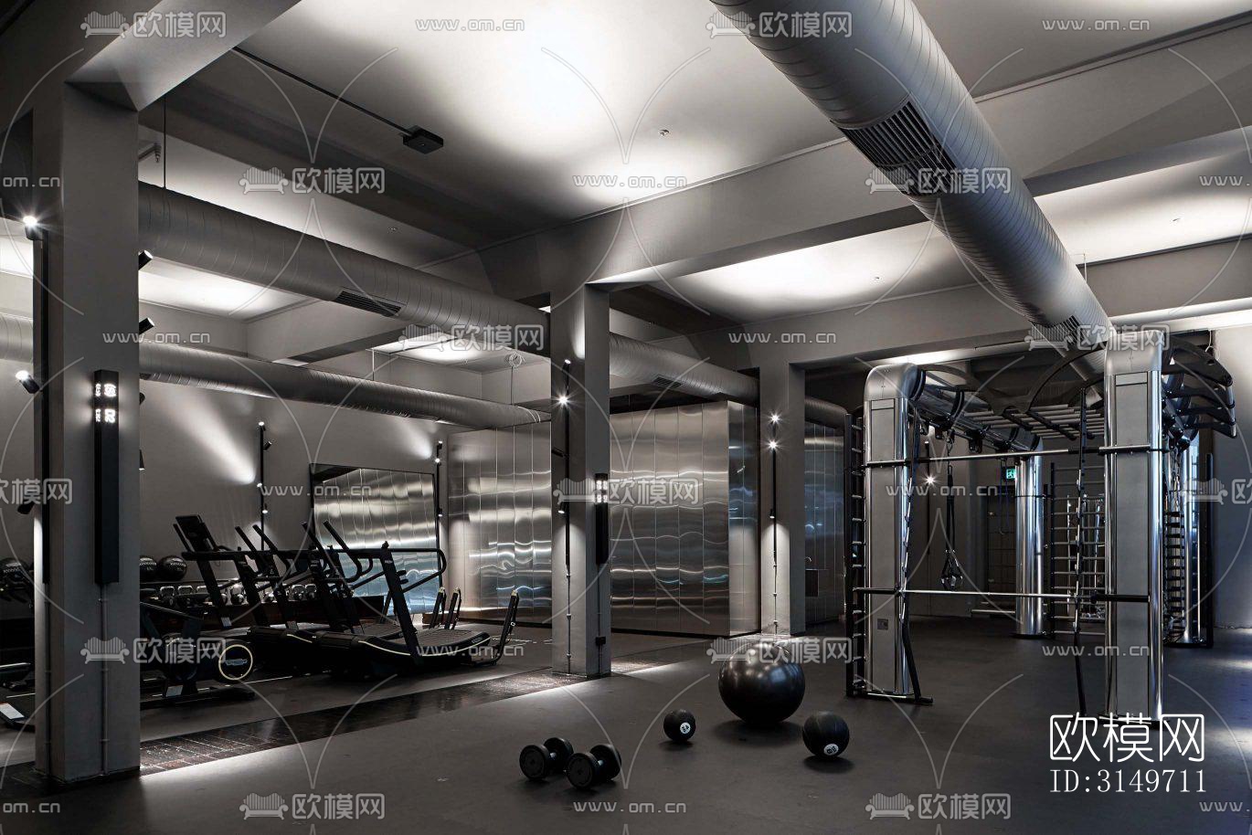 高级灰健身房效果图下载（渲染图1）