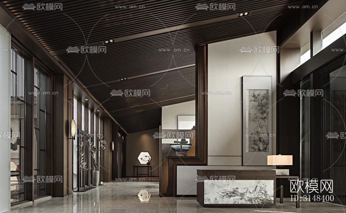 新中式养生会所效果图下载（渲染图15）