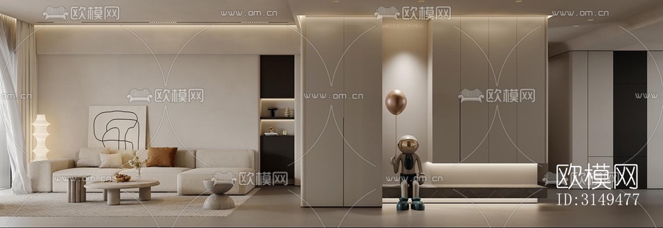 现代平层效果图下载(渲染图1)