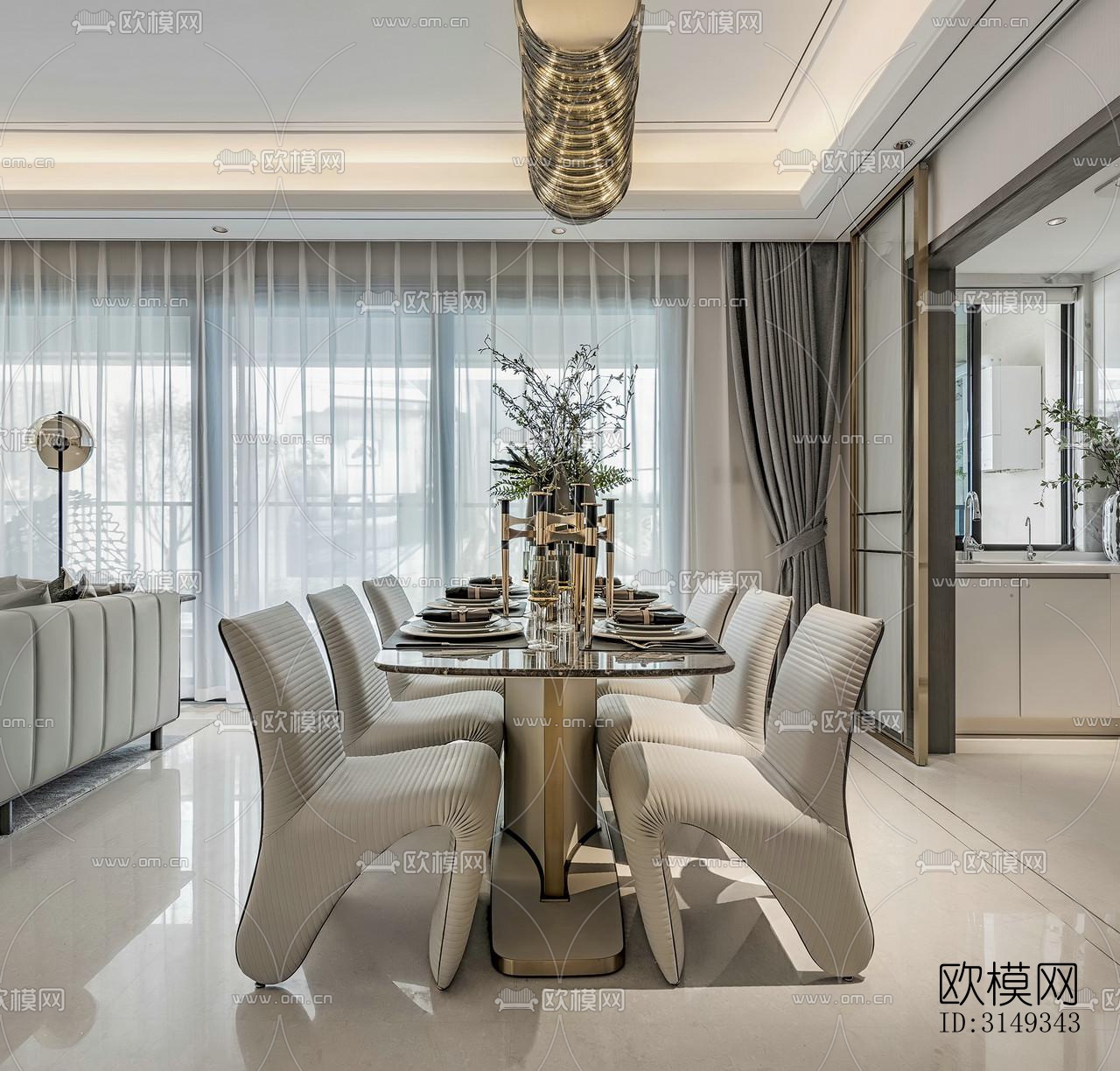 现代平层效果图下载（渲染图9）