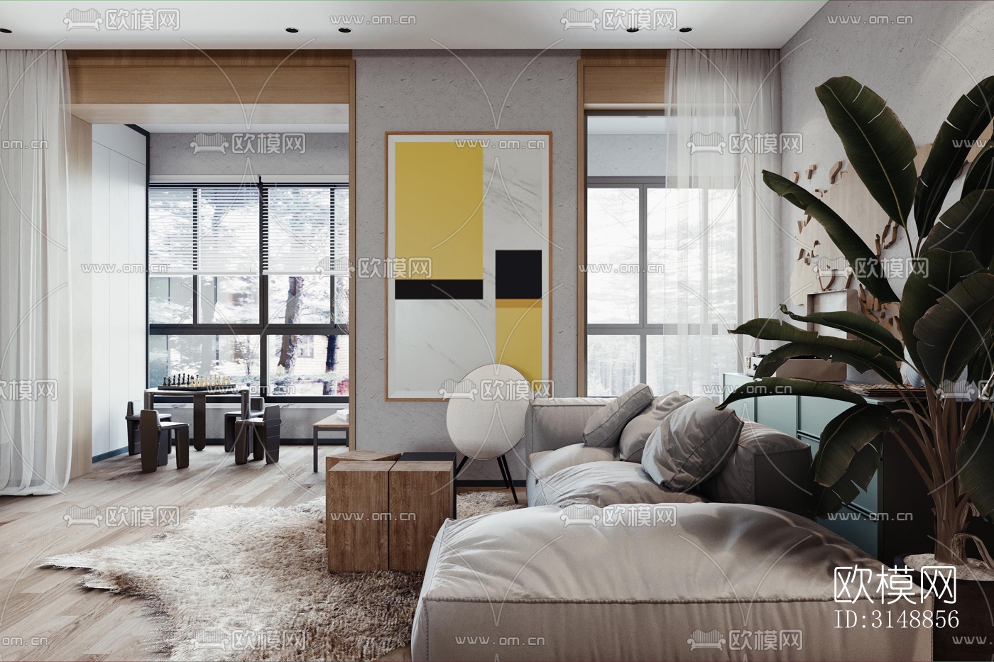 北欧平层效果图下载（渲染图4）