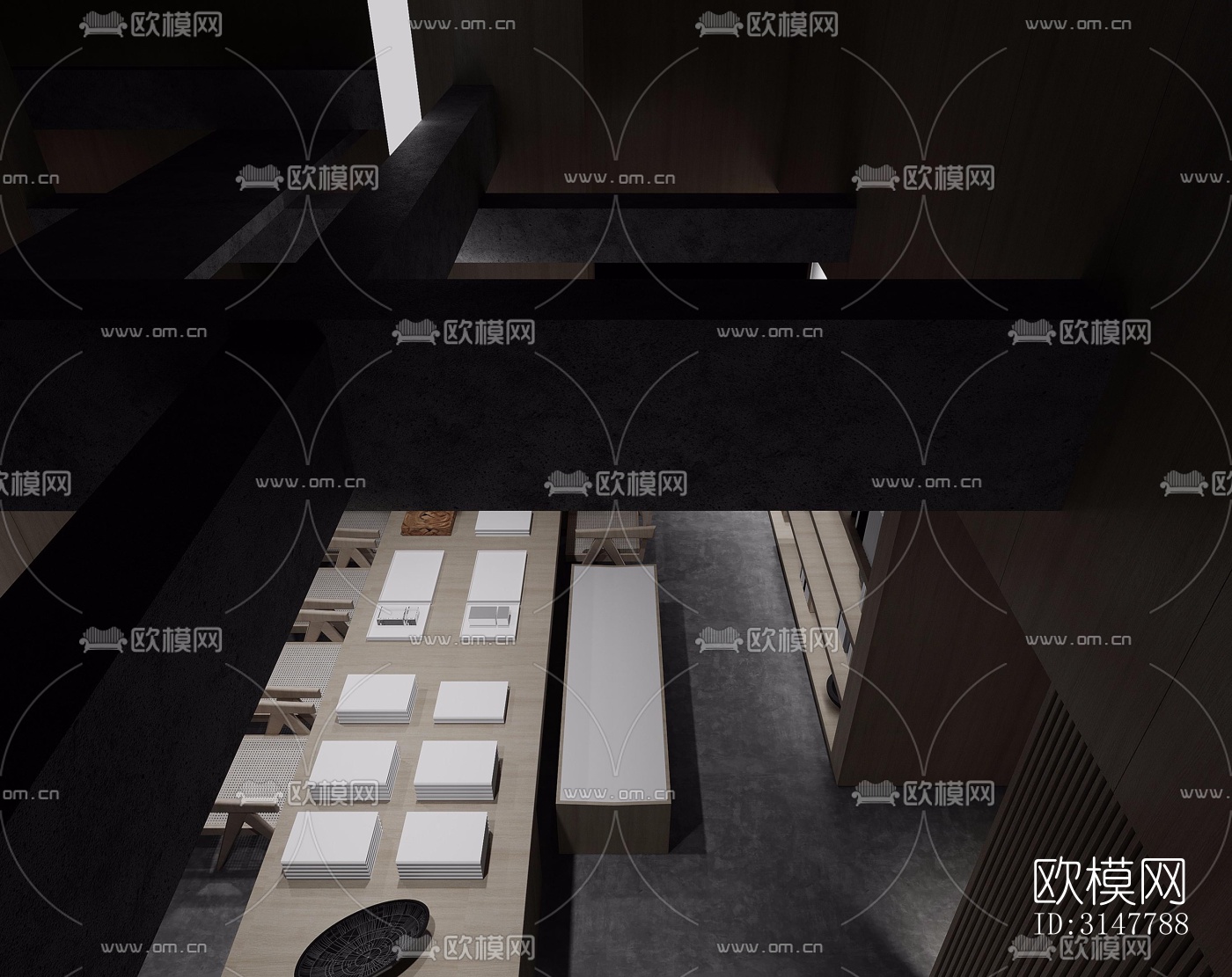 高级灰图书馆效果图下载（渲染图2）