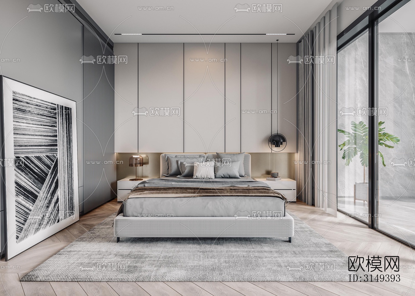 现代平层效果图下载（渲染图14）