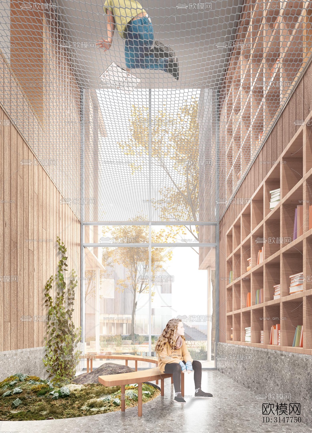 现代图书馆效果图下载（渲染图4）