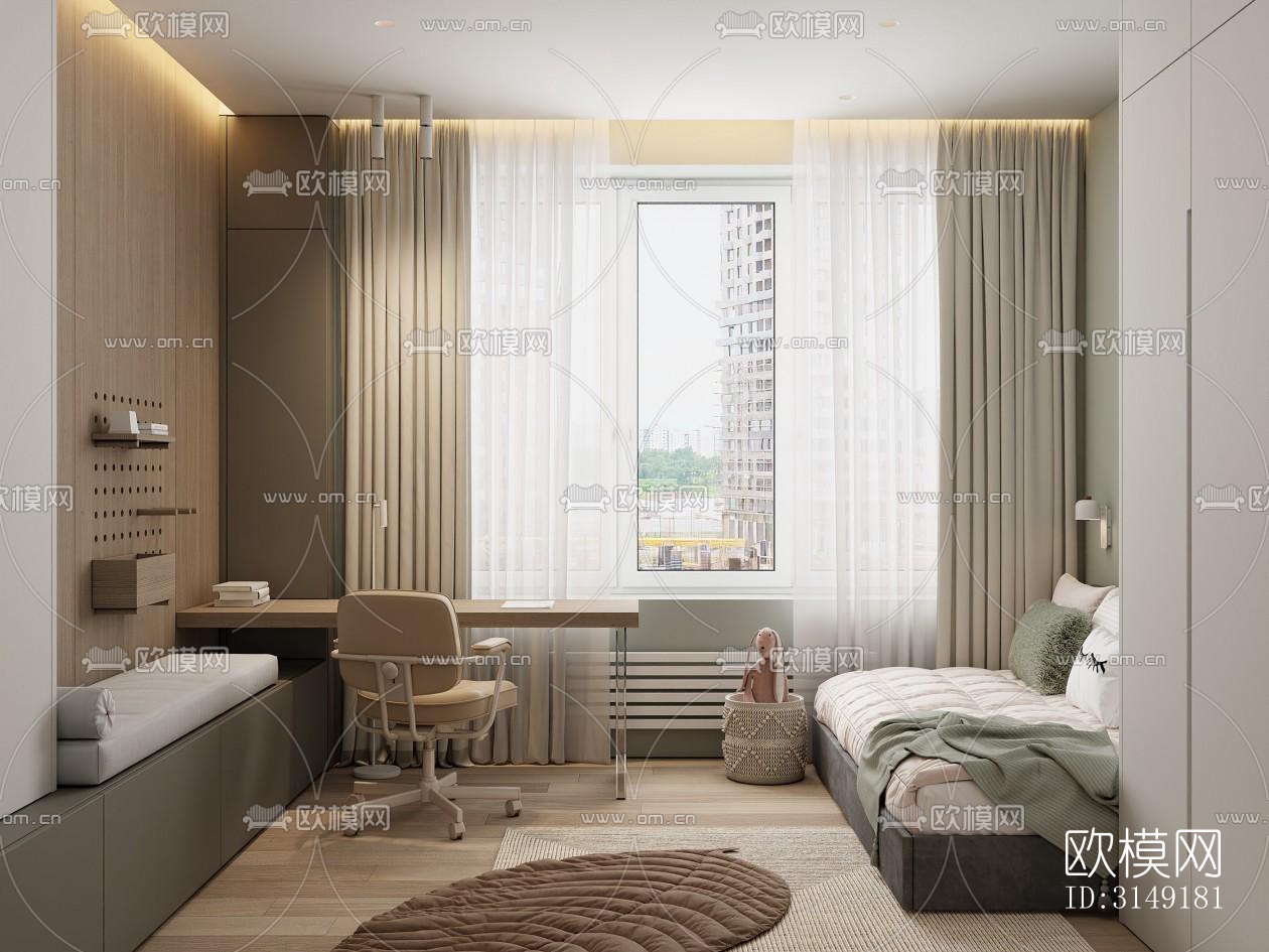 现代平层效果图下载（渲染图17）