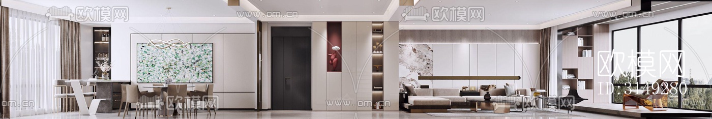 现代平层效果图下载（渲染图1）