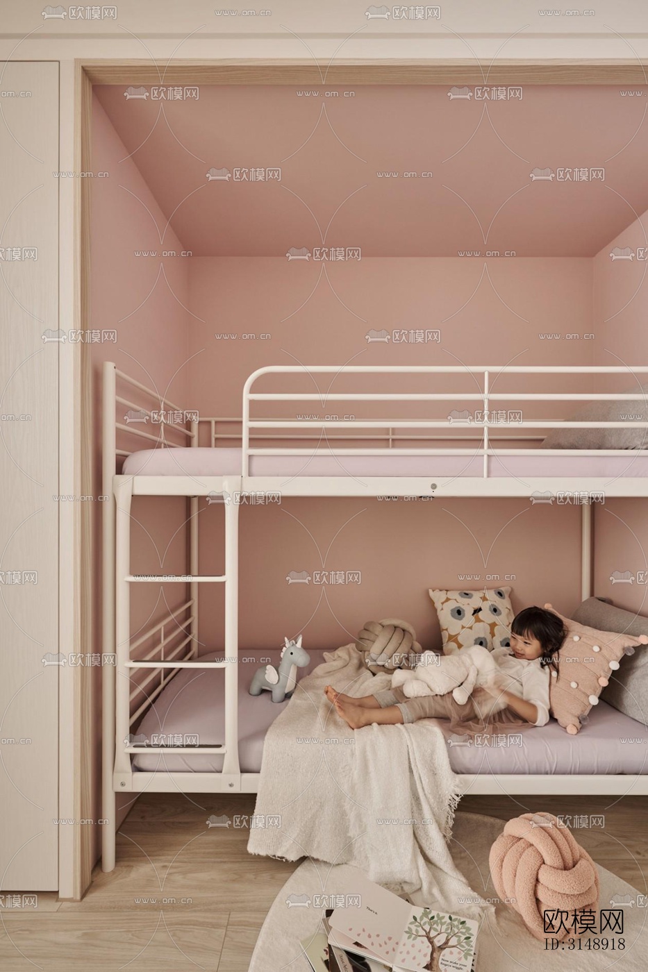 奶油风平层效果图下载（渲染图16）