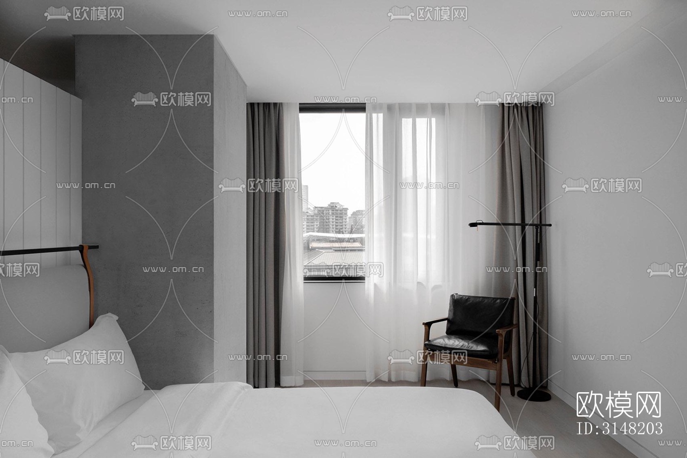 高级灰酒店民宿效果图下载（渲染图5）