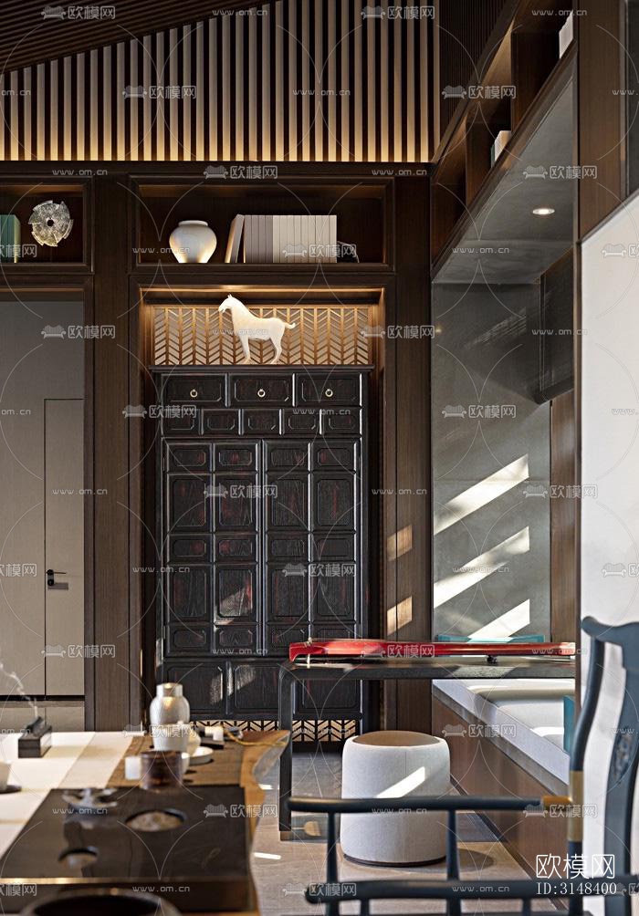 新中式养生会所效果图下载（渲染图7）