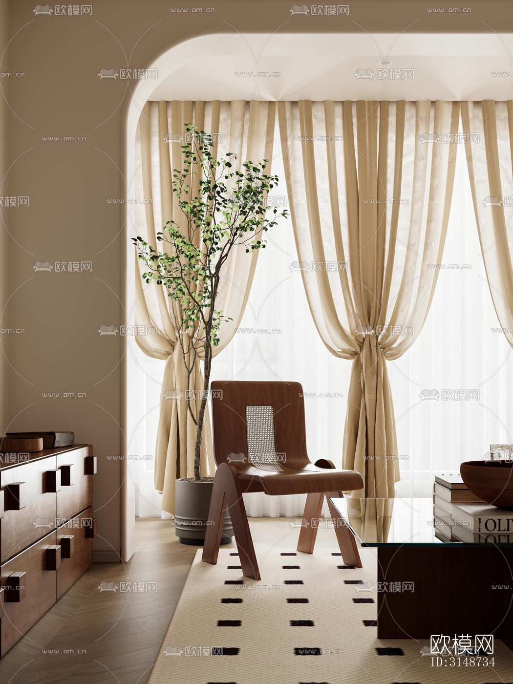 中古风平层效果图下载（渲染图11）