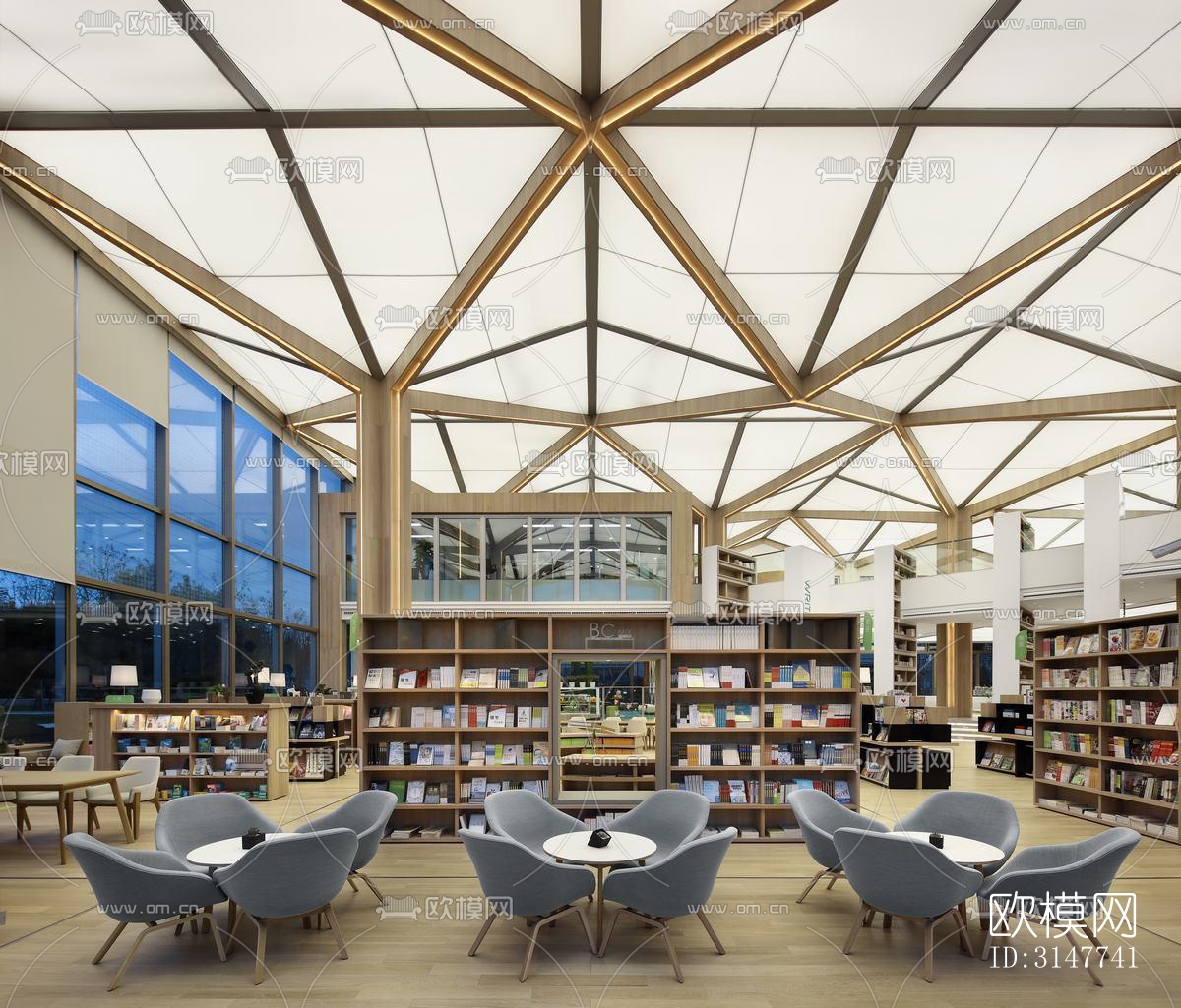 现代图书馆效果图下载（渲染图2）