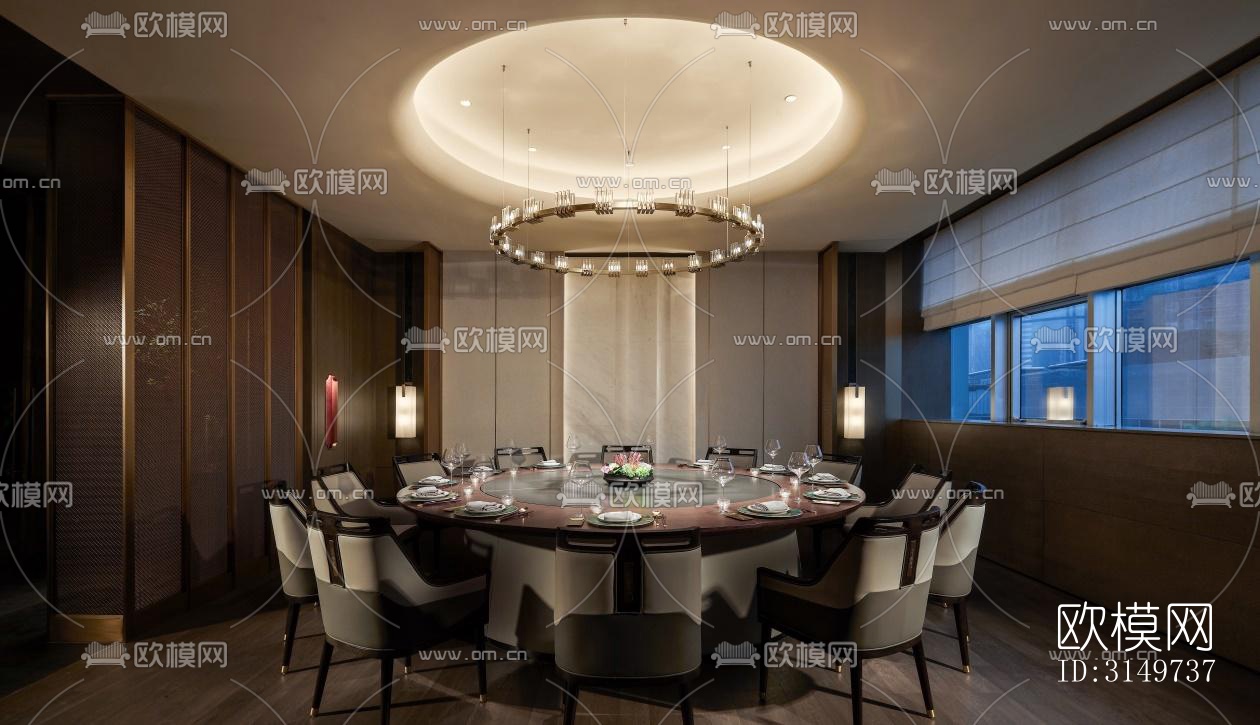 新中式中餐厅效果图下载（渲染图18）