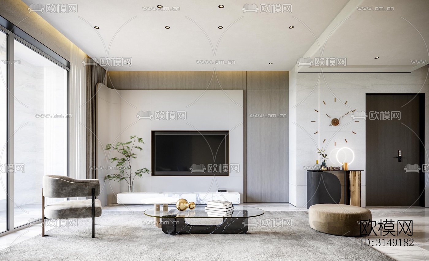 现代平层效果图下载（渲染图4）