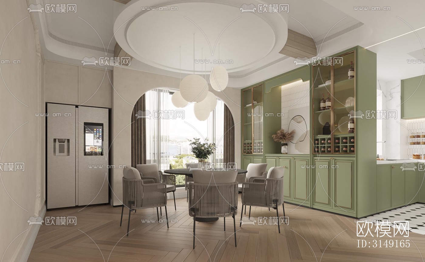 法式平层效果图下载（渲染图7）