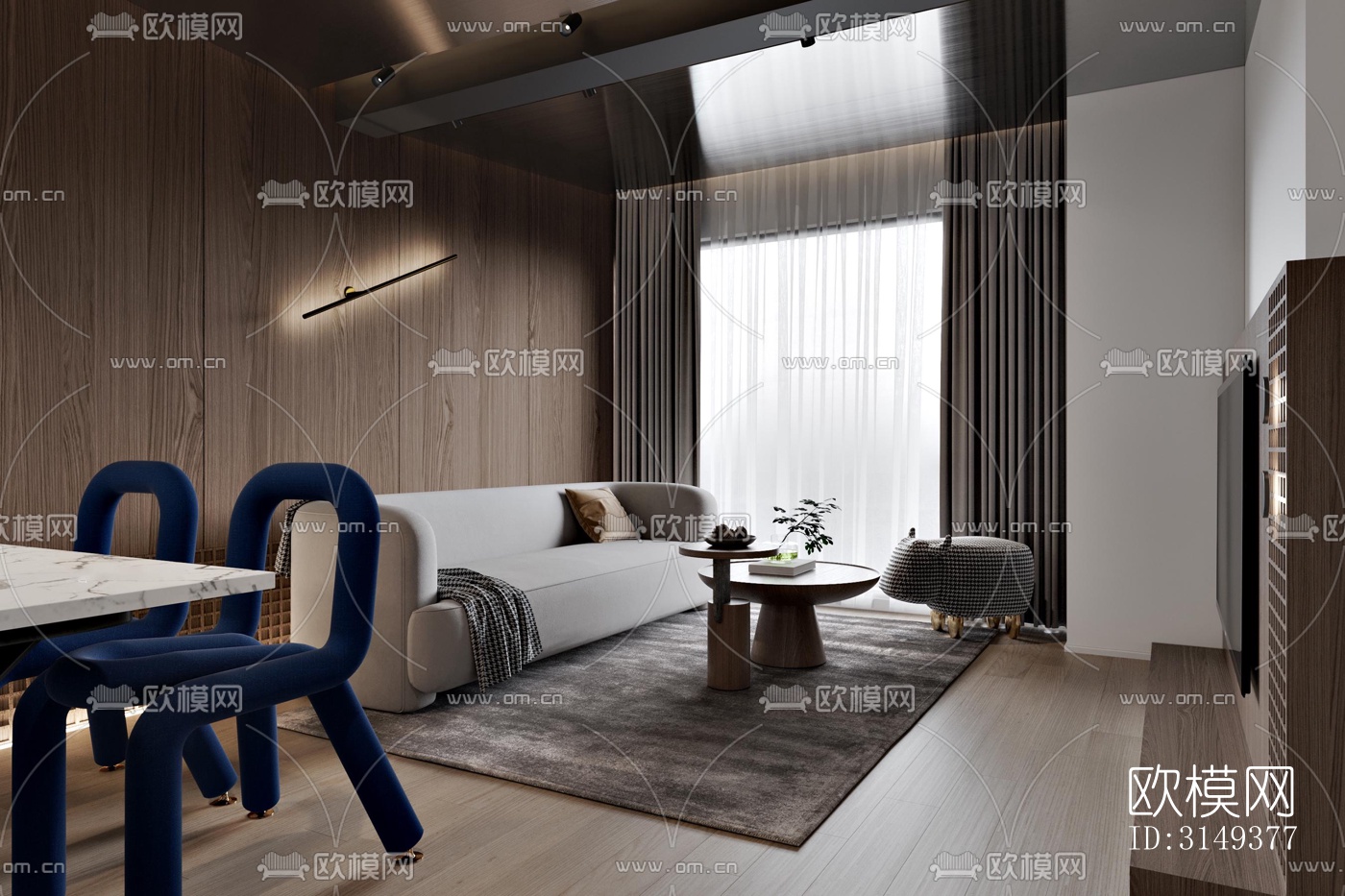 现代平层效果图下载（渲染图1）