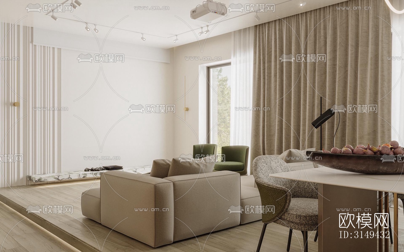 现代平层效果图下载（渲染图10）