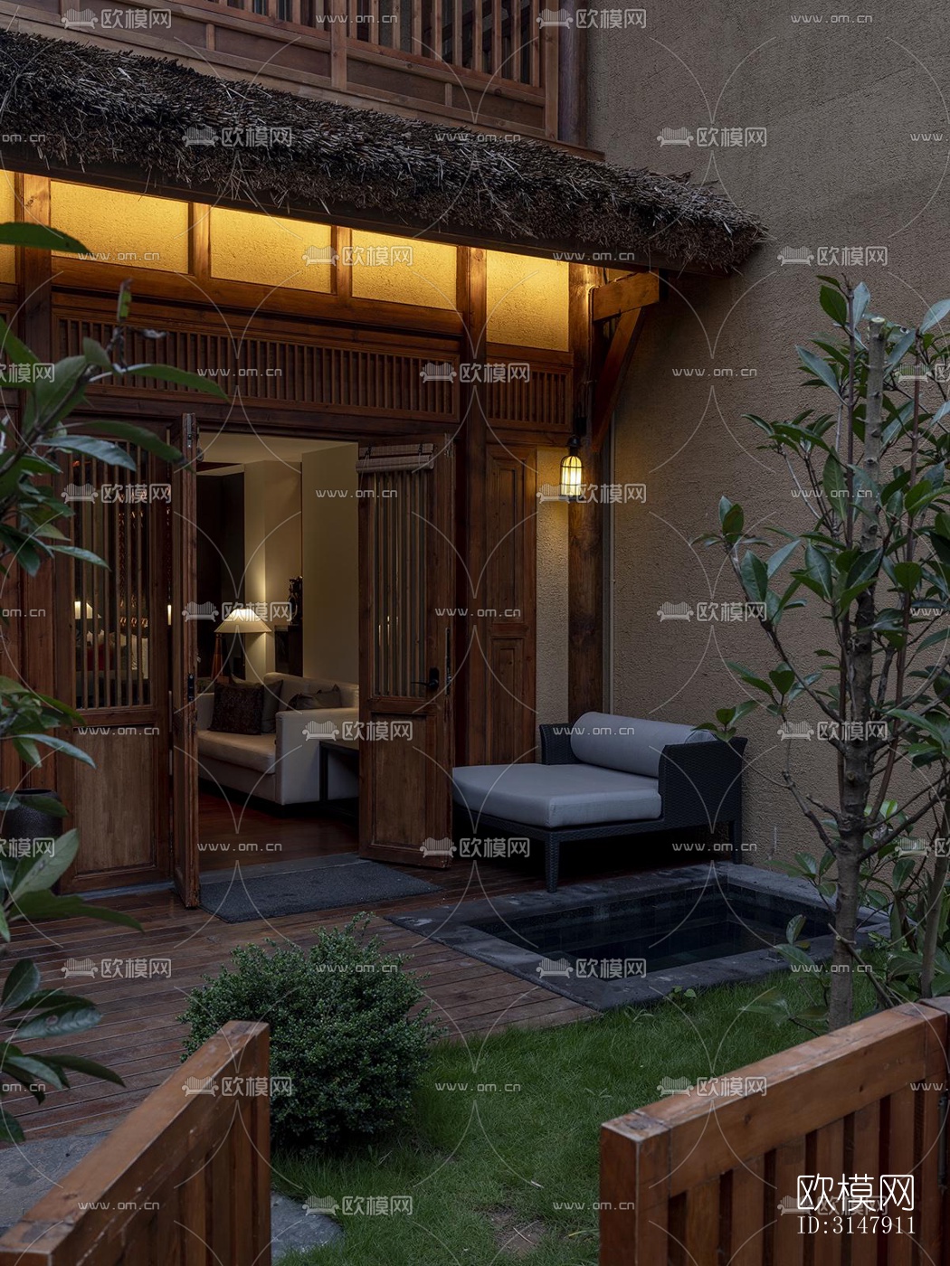 中式酒店民宿效果图下载（渲染图10）