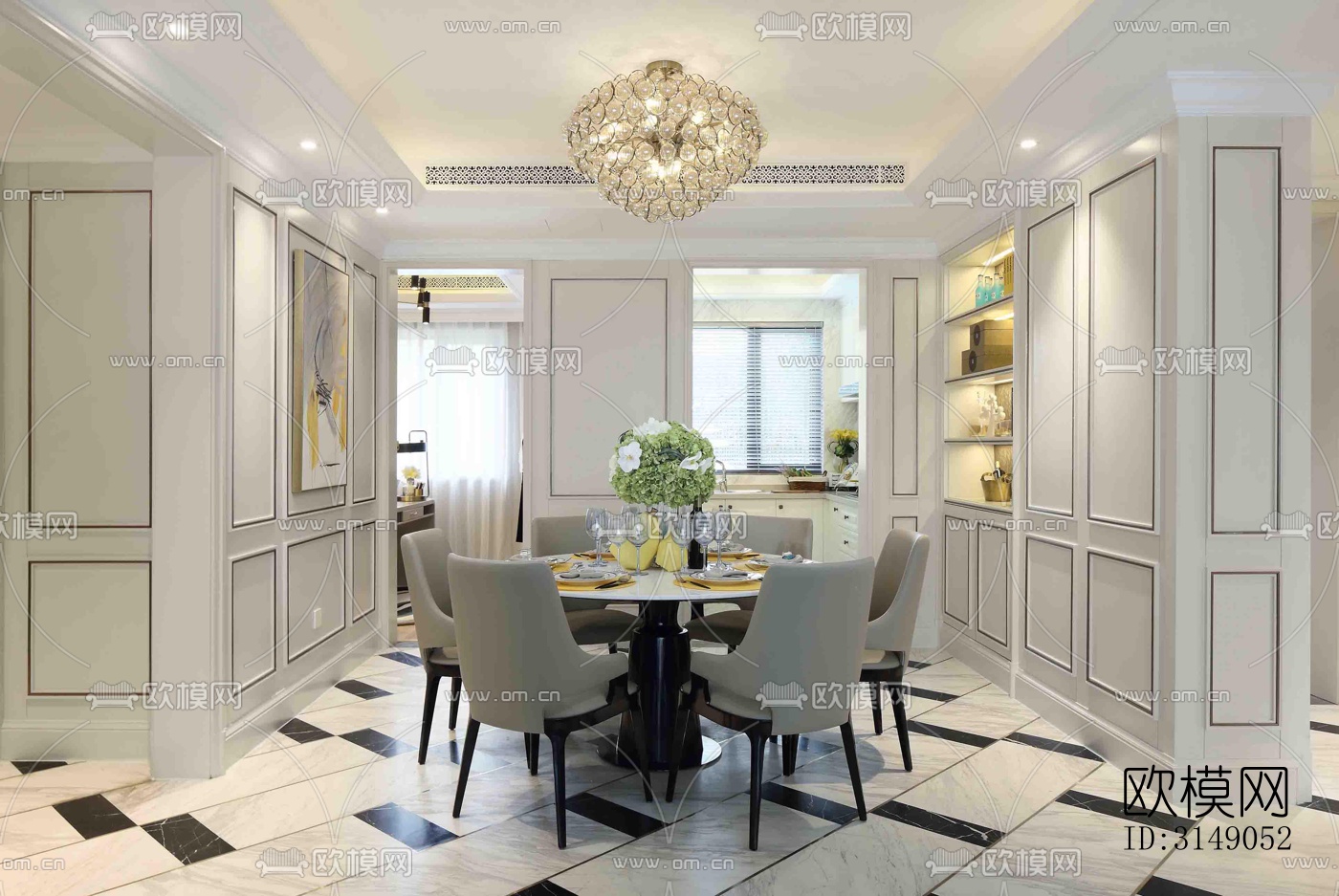 欧式平层效果图下载（渲染图9）