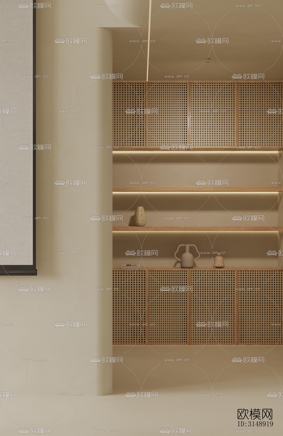 奶油风平层效果图下载（渲染图20）