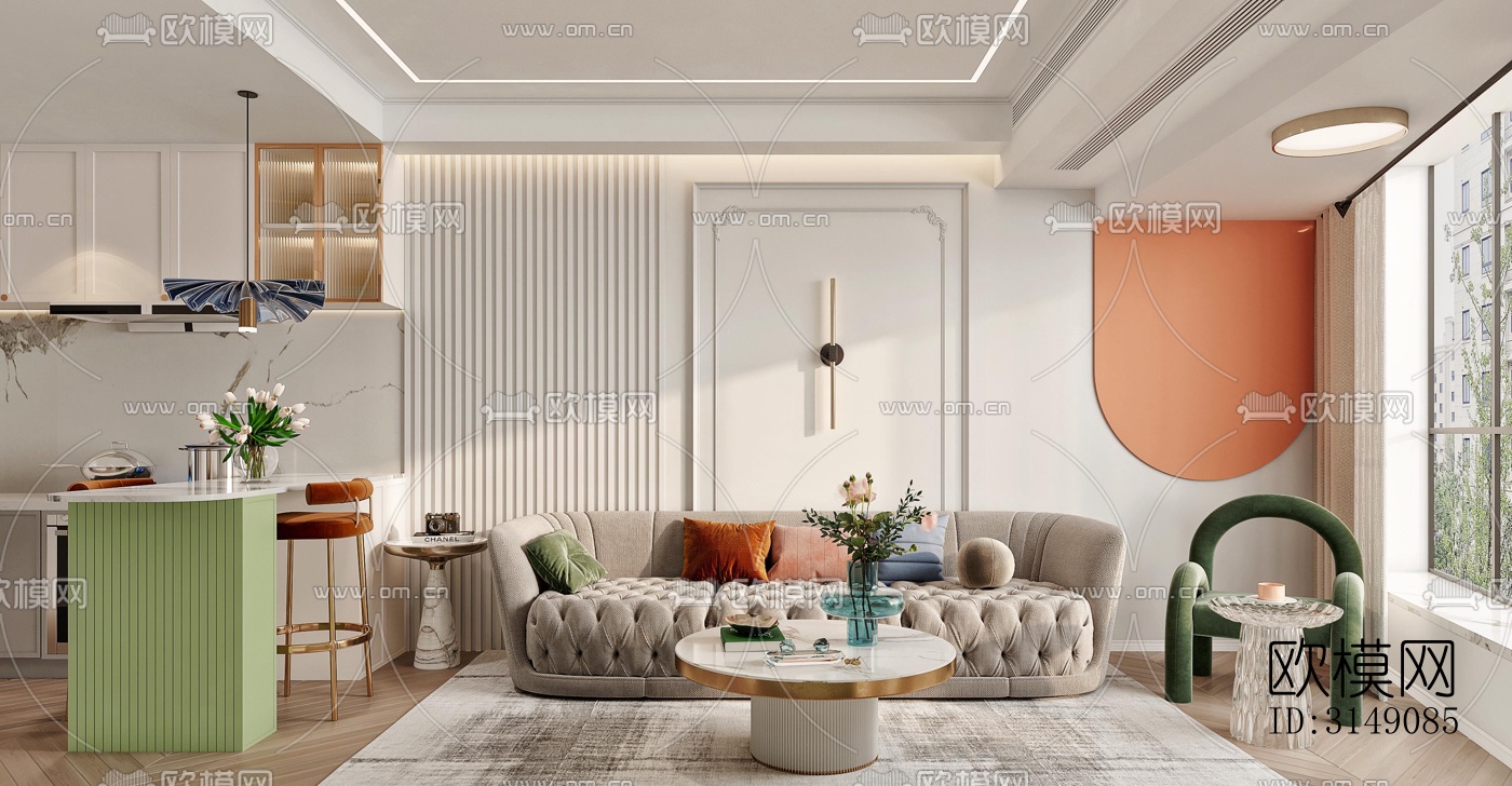 法式平层效果图下载（渲染图7）