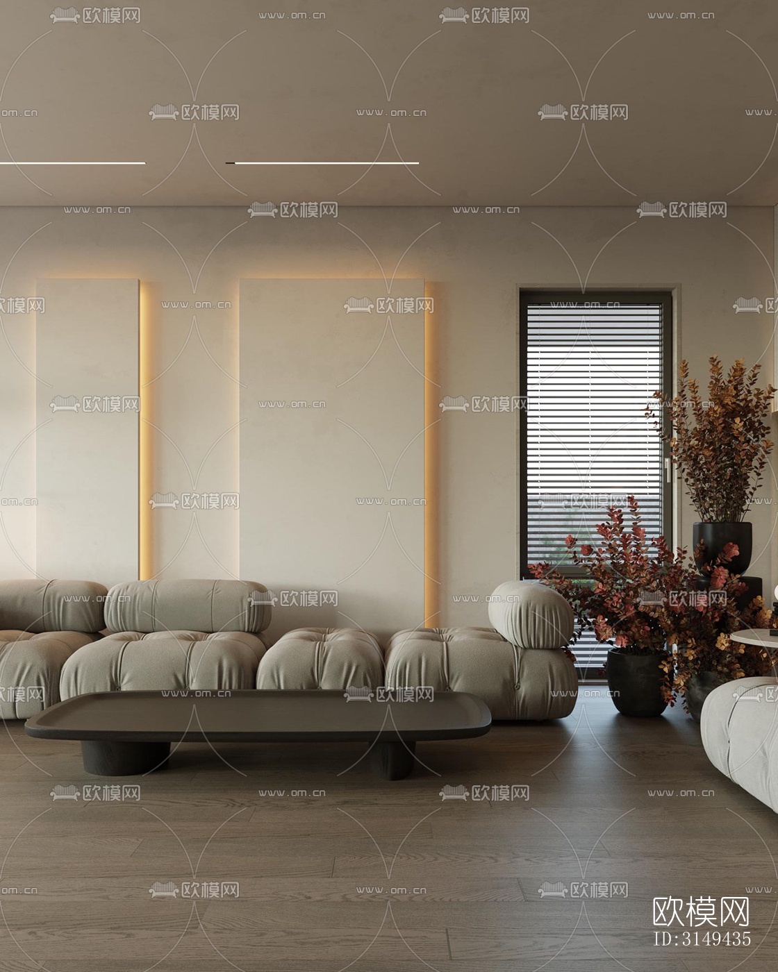 现代平层效果图下载（渲染图3）