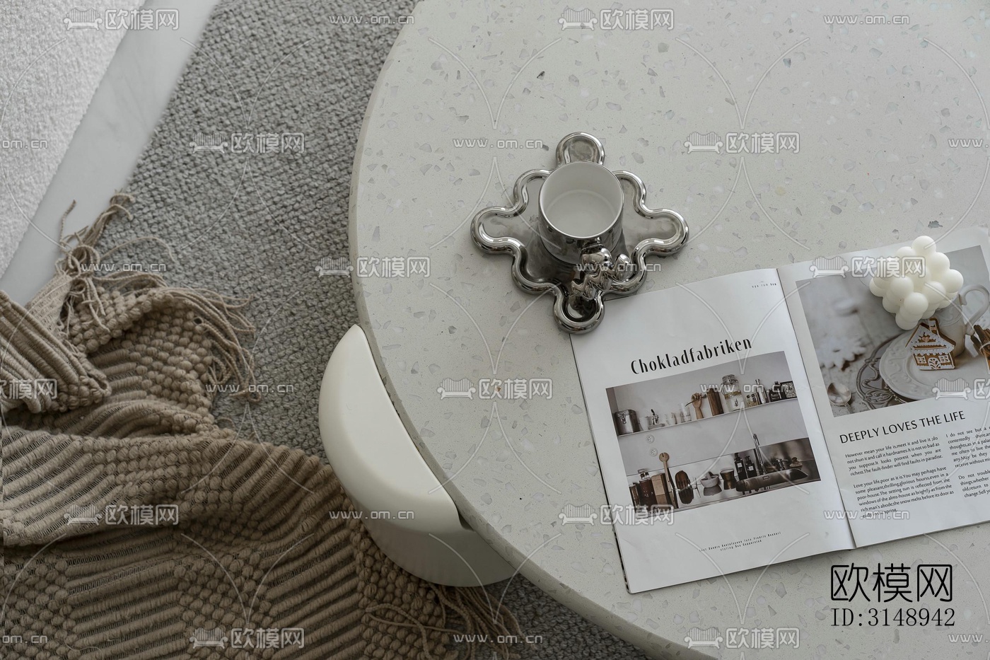 奶油风平层效果图下载（渲染图4）