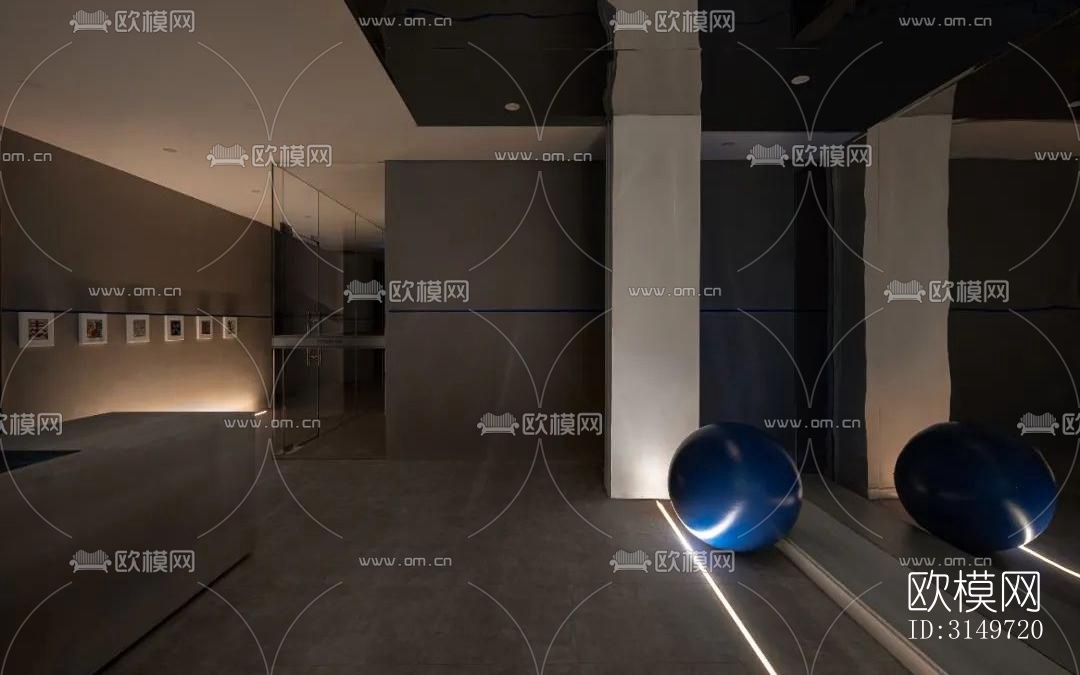 高级灰健身房效果图下载（渲染图10）