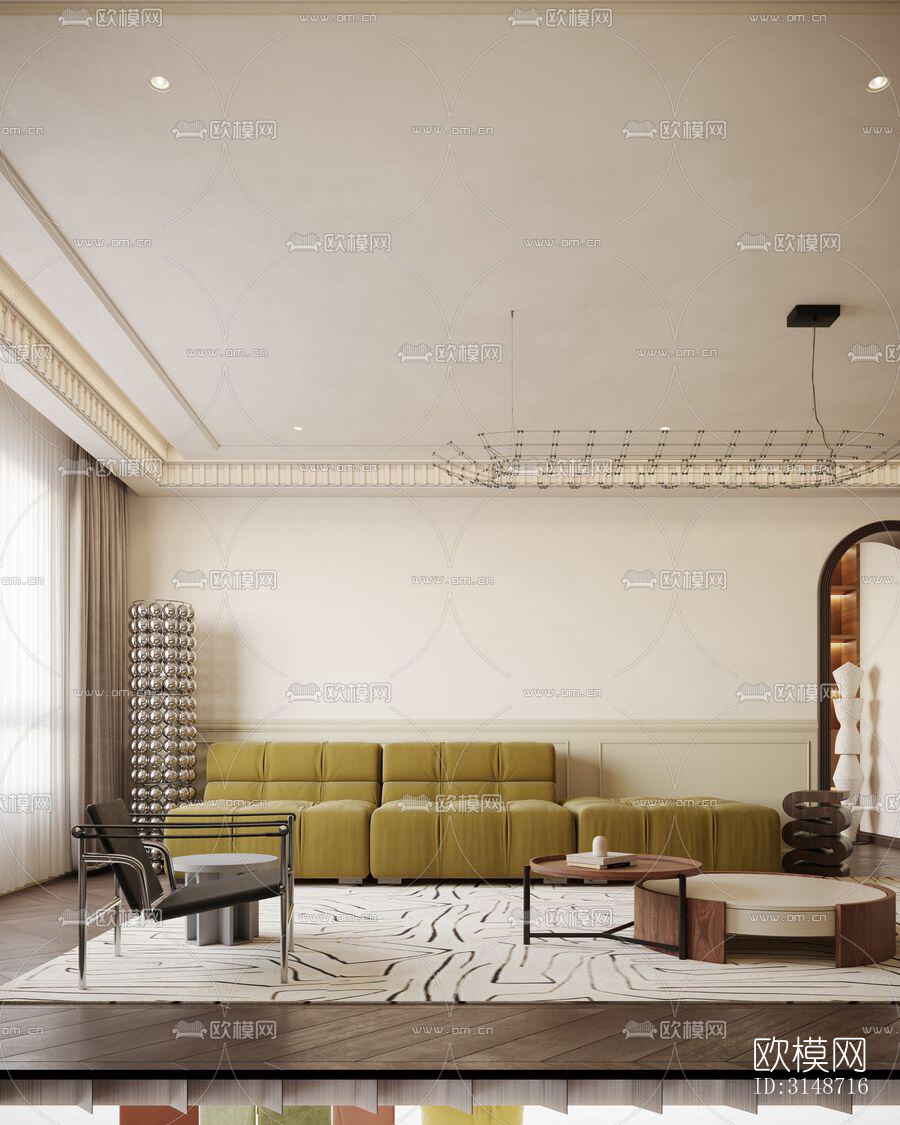 中古风平层效果图下载（渲染图1）