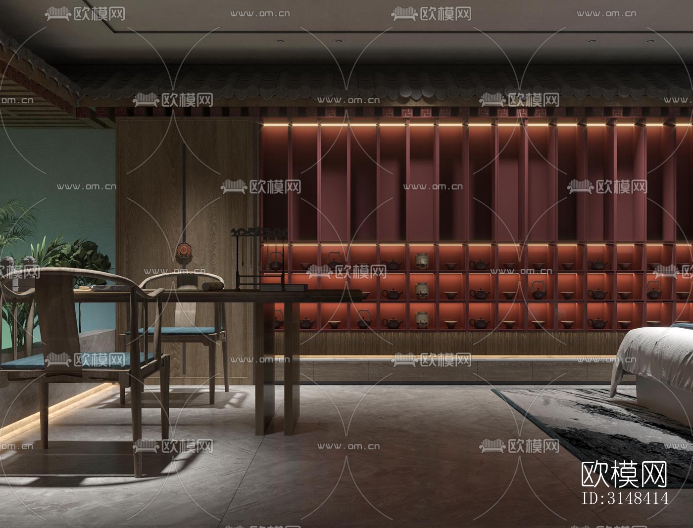 新中式养生会所效果图下载（渲染图14）