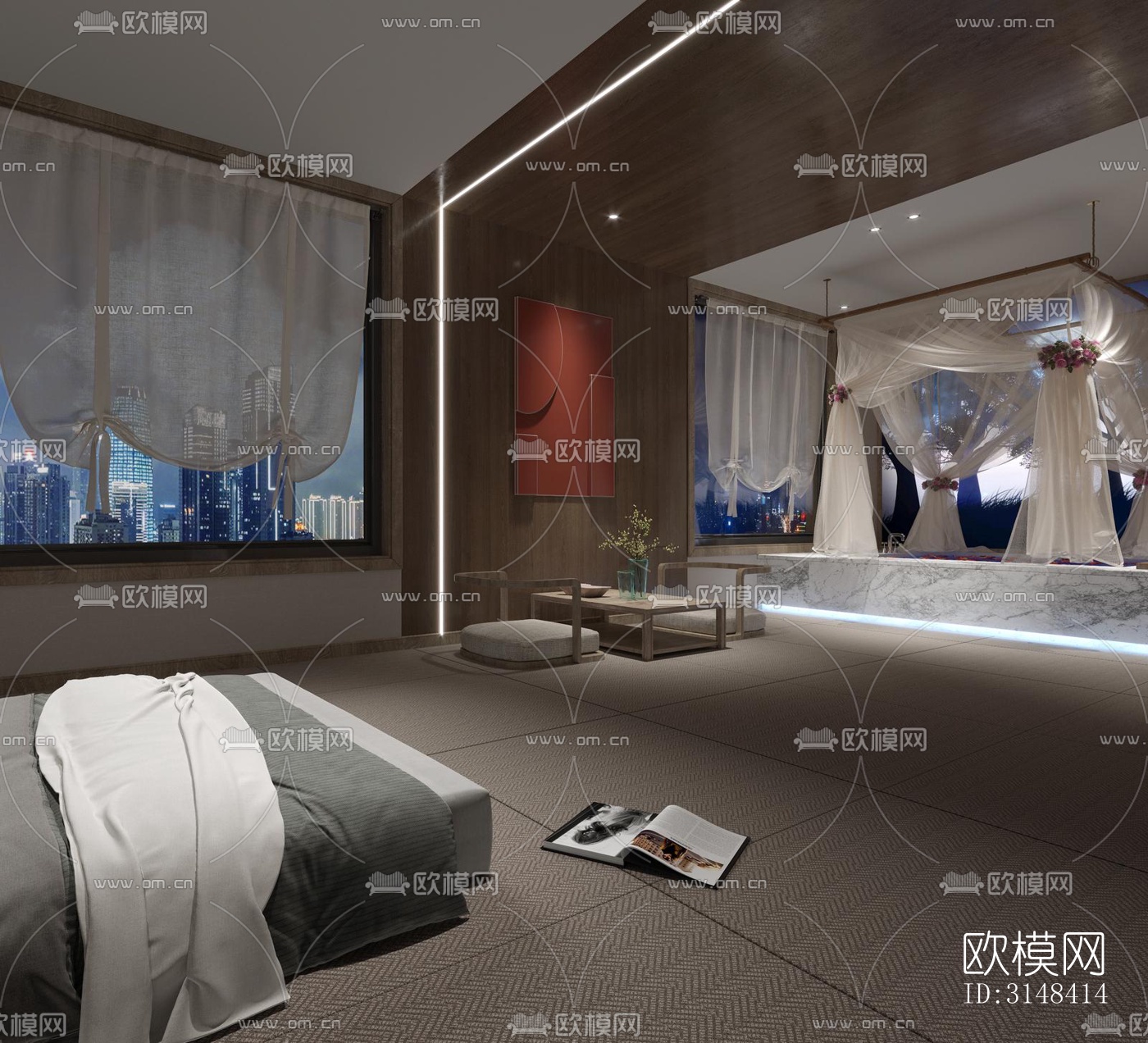 新中式养生会所效果图下载（渲染图9）