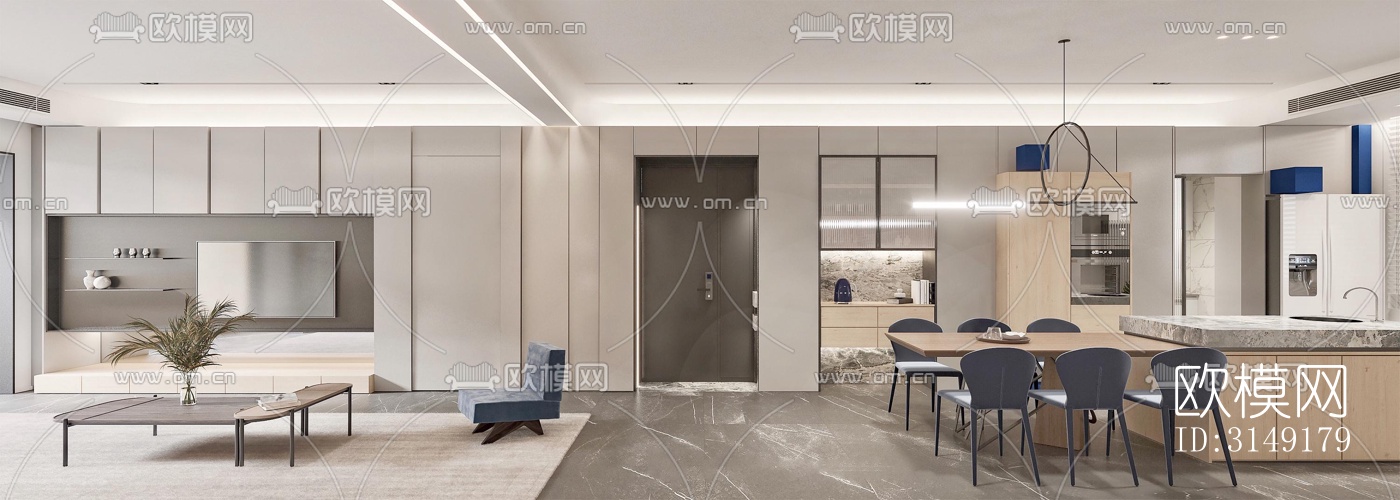 现代平层效果图下载（渲染图5）