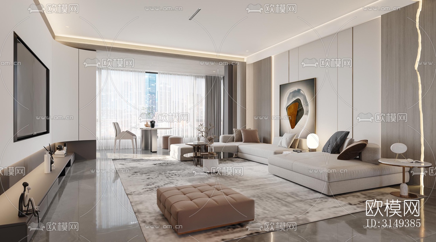 现代平层效果图下载（渲染图10）