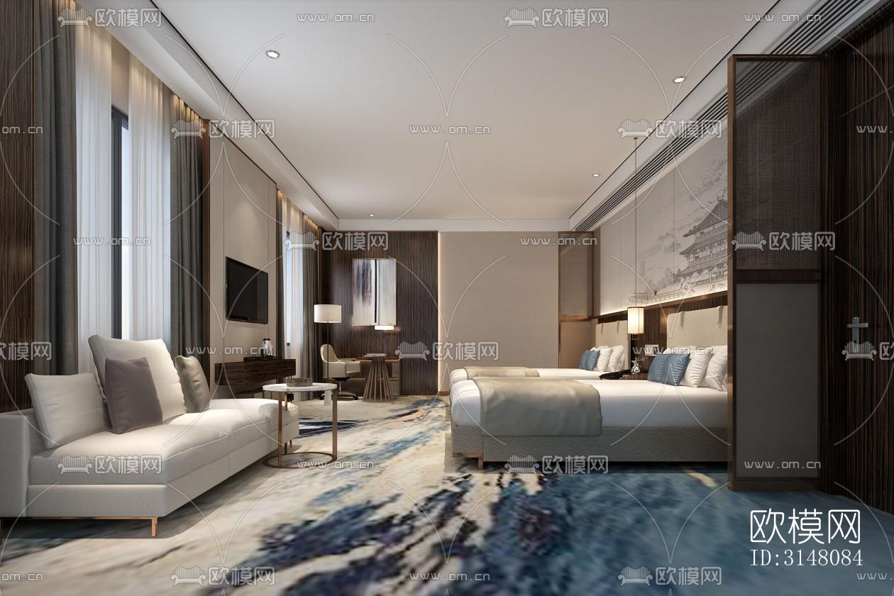 现代酒店民宿效果图下载（渲染图1）