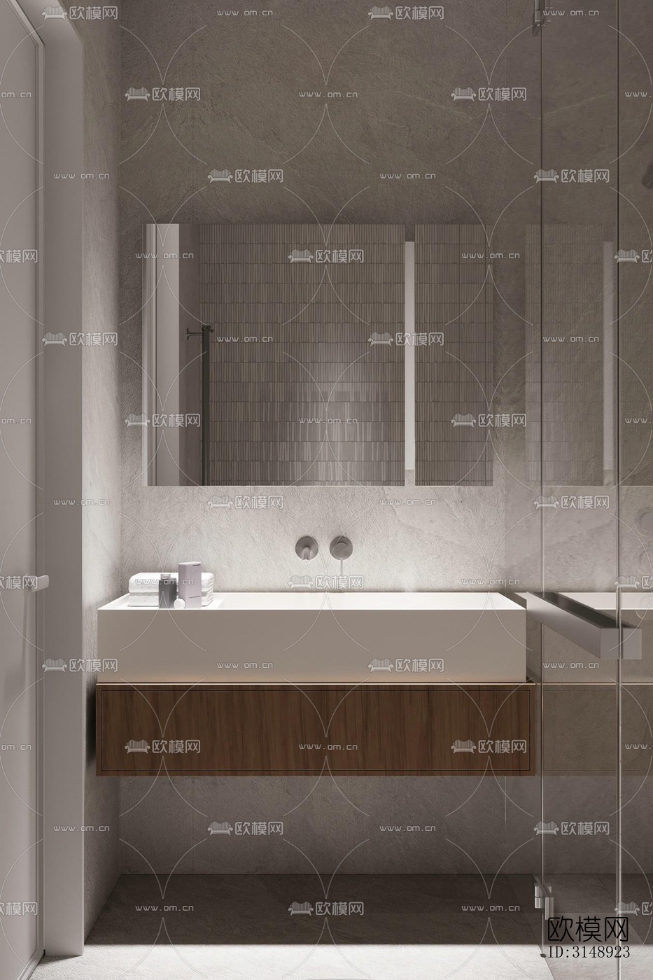 奶油风平层效果图下载（渲染图15）