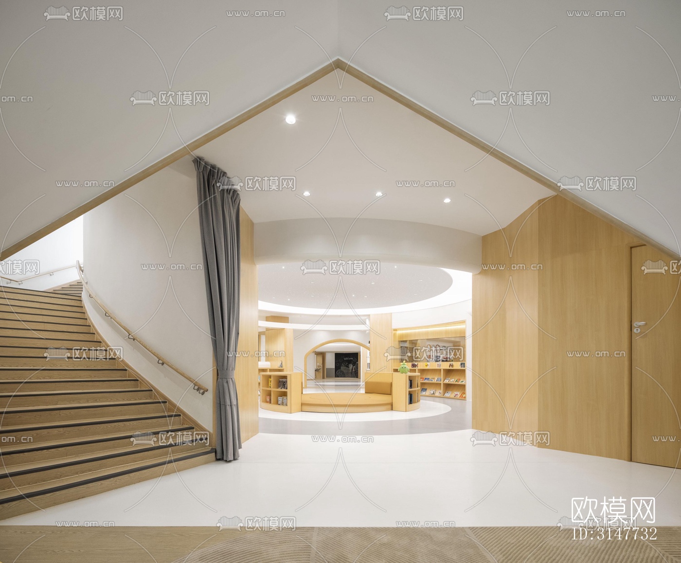 现代图书馆效果图下载（渲染图1）