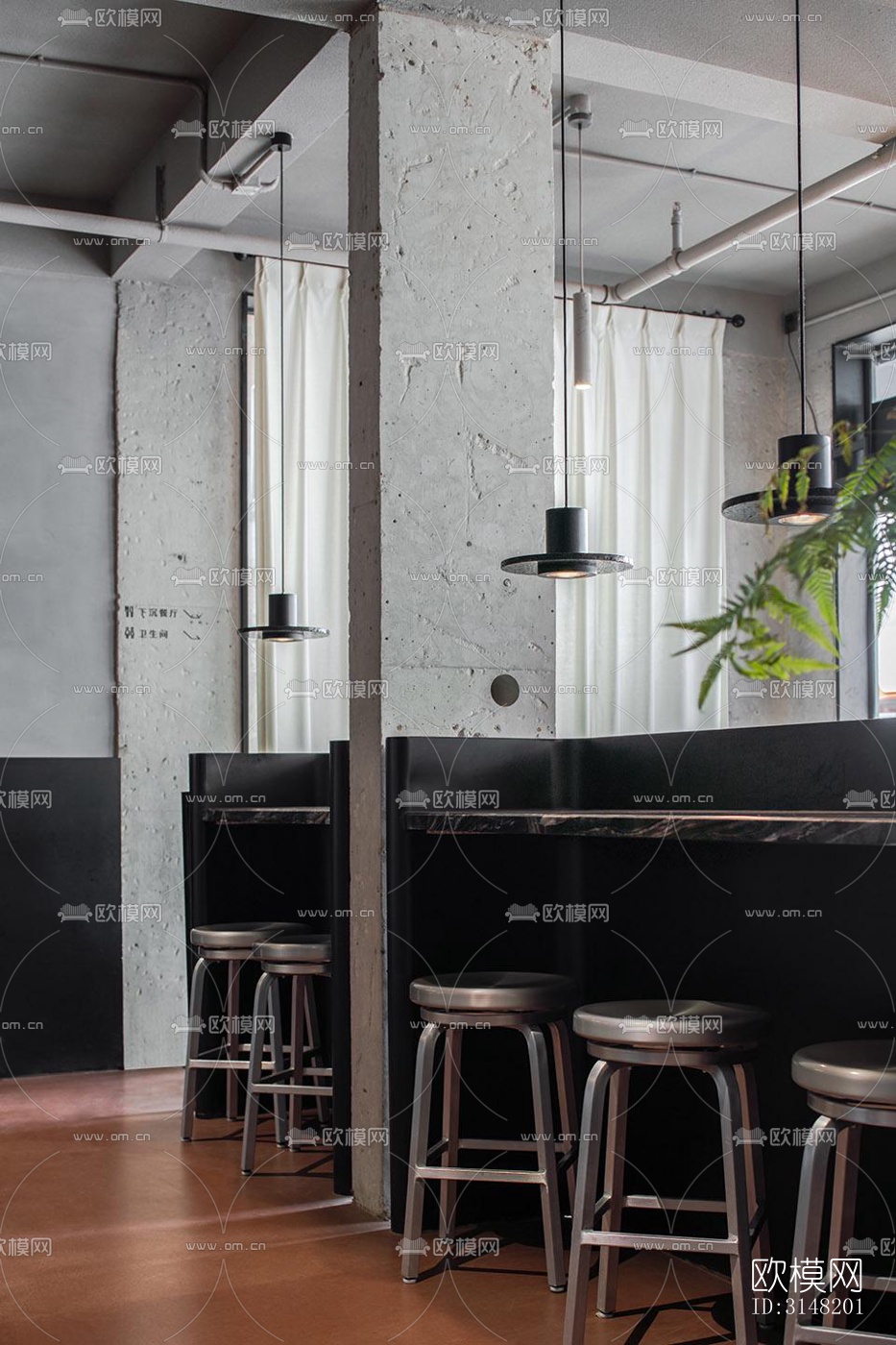 高级灰酒店民宿效果图下载（渲染图19）